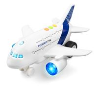 Airplane Toys for Toddlers - 1:200 Friction Powered Toy Plane with Flashing Lights & Sounds - Educational Aircraft Toy for Boys & Girls Ages 3+, Pretend Play Vehicle