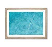 Airplane Trail in The Sky Painting Framed Print | A2 Oak Framed Wall Art | Ready to Hang | Modern Vehicle Picture | Living Room Bedroom Lounge Office