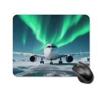 Airplane Under The Polar Night Sky Mouse Pad Square Laptop Mouse Mat Cute Computer Mousepad Keyboard Pad Non-Slip Desk Pads for Gaming Office Work Home 20 * 25cm