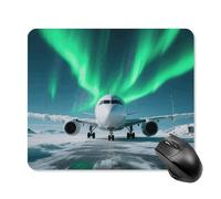 Airplane Under The Polar Night Sky Mouse Pad Square Laptop Mouse Mat Cute Computer Mousepad Keyboard Pad Non-Slip Desk Pads for Gaming Office Work Home 25 * 30cm