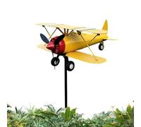 Airplane Weathervane - Metal | Retro Double Wing Wind Spinner | Garden Wind Direction Indicator Decor | Outdoor Plane Windmill Ornament For Yard Lawn Roof Patio Farm Gift