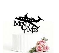 Airplane Wedding Cake Toppers Mr Mrs Wedding Party Decorations Congrats Pilot Cake Topper Rustic