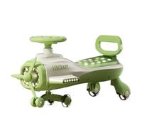 Airplane Wiggle Car Kid's Ride On Toy with Music Light And Silent Flash Wheel for Toddlers, Kids 3 Yrs and UP(Grn)