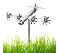Airplane Wind Spinner - Aircraft Weather Vane Decor, Handmade Kiinetic Bomber Shape, Average Detailed Scale + Rotating Metal Propeller, Windmill Spinner Ornament Metal - for Garden Lawns Patio Porches