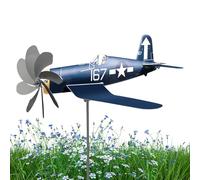Airplane Wind Spinner - Garden Ornament, Outdoor Retro Sculpture | Colorful Metal Windmill Fan For Patio Balcony Lawn Style Weather Resistant Style