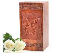 Airplane Wooden Ashes Chest, Elegant Burial Urn, Classic Tribute Keepsake, 8inch, Clear Brown Urn for Human Ashes Adult Male/Female