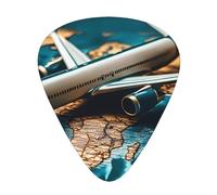 Airplane World Map Adventure Guitar Picks Gift Set - Smooth Durable Plectrums For Acoustic, Electric & Bass Guitar, Perfect Present For Guitar Lovers & Musicians