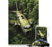 Airplane Wreck in Jungle 1000 Piece Jigsaw Puzzle for Adults Logic Play Smooth Thick Family Enjoyable Home Art (50x75cm)