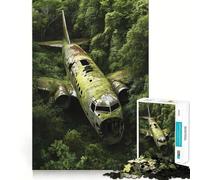 Airplane Wreck in Jungle 1000 Piece Jigsaw Puzzle for Adults Logic Play Smooth Thick Family Enjoyable Home Art (50x75cm)