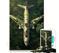 Airplane Wreck in Jungle 1000 Piece Jigsaws for Adults Puzzle Brain Calisthen Clear Color Hard Challenge Furniture Decor (38x52cm)