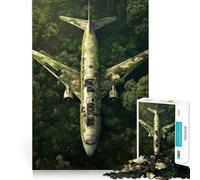 Airplane Wreck in Jungle Jigsaw Puzzles for Adults 1000 Piece Strong Memory Pastime Game Joyful Challenge Thoughtful Gift (50x75cm)