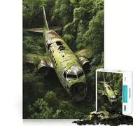 Airplane Wreck in Jungle Jigsaw Puzzles for Adults1000 Pieces Serene Game Home Fun Pattern Build Xmas Idea (38x26cm)