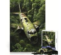 Airplane Wreck in Jungle Jigsaw Puzzles for Adults1000 Pieces Serene Game Home Fun Pattern Build Xmas Idea (38x26cm)