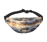 Airplanes are soaring Boys large waist bag, travel crossbody waist bag, suitable for enjoying sports, running, cycling, travel, fishing