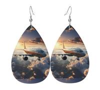 Airplanes are soaring Leather Earring Pairs Teardrop Faux Leather Earrings Set for Women Lightweight Leather Dangle Drop Earrings.