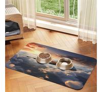 Airplanes are Soaring Pet Food Mat 17.2x11.81in Absorbent Non-Slip PU Leather Feeding Mat for Dogs Cats Rubber Bottom Fast Drying Rollable Pet Bowl Placemat