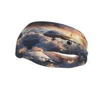 Airplanes are Soaring Printed Sweat-Wicking Sports Headband for Men and Women, Perfect for Running, Basketball, Yoga, and Hiking.