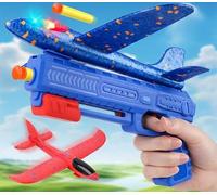 Airplanes Launcher Toys for Kids 3-12, 2 Flight Modes Foam Plane Glider Catapult Includes 10 Soft Darts, Flying Plane Glider Toys Outdoor Toy for Boys Girls