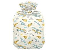 Airplanes White Hot Water Bottle with Cover for Pain Relief Hot Pack for Warming Hands, 1L
