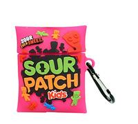 Airpod Case, Cute 3D Funny Sour Patch Cartoon Soft Silicone Cover, Kawaii Cool Keychain Design Skin, for Girls Children and Boys Airpod 1/2 Case (KANSDF/2/SOUR Patch Rose Red)