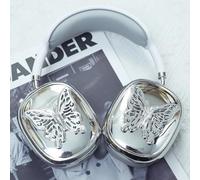 Airpod Max Ear Cover, 3D Electroplated Silver Beautiful Butterfly, Personality Fashion Airpod Max Case Accessories Protective for Apple AirPods Max