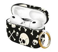 AirPod Pro 3rd Generation 2025 Case with Keychain Ring Clip, Protective Cover Compatible with AirPods Pro 3, Cute Air pod Pro 3 Case for Women (Black Skull)