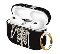AirPod Pro 3rd Generation 2025 Case with Keychain Ring Clip, Protective Cover Compatible with AirPods Pro 3, Cute Air pod Pro 3 Case for Women (Skull Human Skeleton)