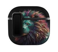 AirPods 4 Case Abstract 3D Art Lion Ear Bud Case with Hanging Rope Hole