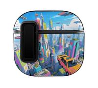 AirPods 4 Case Future City Ear Bud Case with Hanging Rope Hole