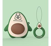 AirPods Case, Cute Cartoon Character Silicone Funny Cover, Kawaii Fun Cool Keychain Design Skin Compatible with Green Avocado for AirPods 1,2