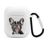 Airpods Charging Case Cover Silicone Shockproof Case Cover Case with Keychain A French Bulldog Printed Case for Airpods 2nd/1st Gen