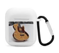 Airpods Charging Case Cover Silicone Shockproof Case Cover Case with Keychain Guitar Musical Instrument Printed Case for Airpods 2nd/1st Gen