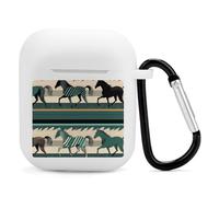 Airpods Charging Case Cover Silicone Shockproof Case Cover Case with Keychain Horse Stripes Pattern Printed Case for Airpods 2nd/1st Gen