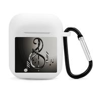 Airpods Charging Case Cover Silicone Shockproof Case Cover Case with Keychain Music Symbol Printed Case for Airpods 2nd/1st Gen