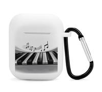 Airpods Charging Case Cover Silicone Shockproof Case Cover Case with Keychain Piano Music Symbol Printed Case for Airpods 2nd/1st Gen