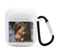 Airpods Charging Case Cover Silicone Shockproof Case Cover Case with Keychain Squirrel Funny Animal Printed Case for Airpods 2nd/1st Gen