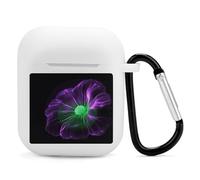 Airpods Charging Case Cover Silicone Shockproof Case Cover Case with Keychain Violet Green Glow Printed Case for Airpods 2nd/1st Gen