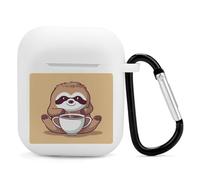 Airpods Charging Case Cover Silicone Shockproof Case Cover Case with Keychain Yoga Sloth Coffee Printed Case for Airpods 2nd/1st Gen