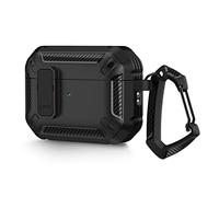 AirPods Pro 2nd Generation Case Cover 2022 with Lock Lid and Keychain Hook, Double Layer Dustproof Shock Resistant Rugged Case(Black)