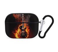 AirPods Pro 2nd Generation Case, Fire Guitar AirPods Pro 2 Case Cover Skin Protective Hard Case Cover Shockproof Portable iPod Pro Cases with Keychain for Girls Women Men