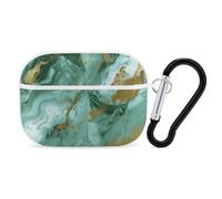 AirPods Pro 2nd Generation Case, Green Gold Marble AirPods Pro 2 Case Cover Skin Protective Hard Case Cover Shockproof Portable iPod Pro Cases with Keychain for Girls Women Men