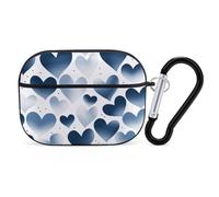 AirPods Pro 2nd Generation Case, Navy Heart AirPods Pro 2 Case Cover Skin Protective Hard Case Cover Shockproof Portable iPod Pro Cases with Keychain for Girls Women Men