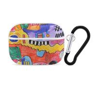 AirPods Pro 2nd Generation Hard Protective Case Cover for Women Men Bright Colored Curves AirPods Pro Case Accessories with Keychain