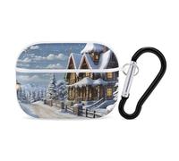 AirPods Pro 2nd Generation Hard Protective Case Cover for Women Men Christmas Winter Happy Scene AirPods Pro Case Accessories with Keychain