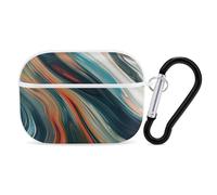 AirPods Pro 2nd Generation Hard Protective Case Cover for Women Men Colorful Striped Style AirPods Pro Case Accessories with Keychain