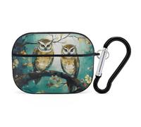 AirPods Pro 2nd Generation Hard Protective Case Cover for Women Men Couple Owl Perch Tree AirPods Pro Case Accessories with Keychain