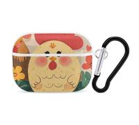 AirPods Pro 2nd Generation Hard Protective Case Cover for Women Men Cute Rooster Chickens AirPods Pro Case Accessories with Keychain