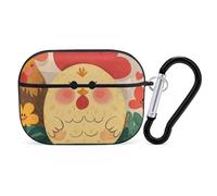 AirPods Pro 2nd Generation Hard Protective Case Cover for Women Men Cute Rooster Chickens AirPods Pro Case Accessories with Keychain