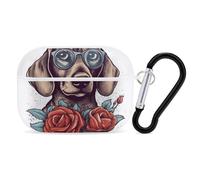AirPods Pro 2nd Generation Hard Protective Case Cover for Women Men Dog Wearing Glasses AirPods Pro Case Accessories with Keychain