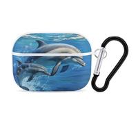 AirPods Pro 2nd Generation Hard Protective Case Cover for Women Men Dolphins in The Sea AirPods Pro Case Accessories with Keychain